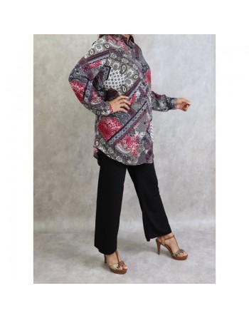 Chemise femme motif cachemire en viscose (Grande taille disponible) 