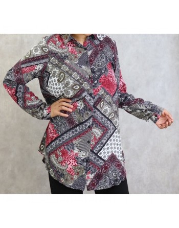 Chemise femme motif cachemire en viscose (Grande taille disponible) 