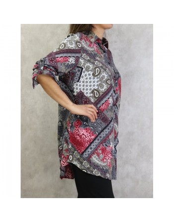 Chemise femme motif cachemire en viscose (Grande taille disponible) 