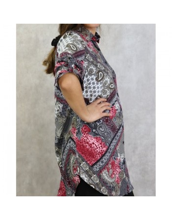 Chemise femme motif cachemire en viscose (Grande taille disponible) 