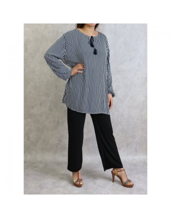 Tunique à rayures blanches - Plusieurs couleurs disponibles (Grandes tailles pour femmes) 