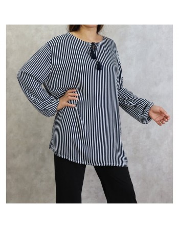 Tunique à rayures blanches - Plusieurs couleurs disponibles (Grandes tailles pour femmes) 