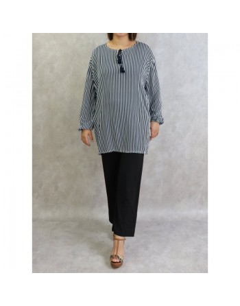 Tunique à rayures blanches - Plusieurs couleurs disponibles (Grandes tailles pour femmes) 