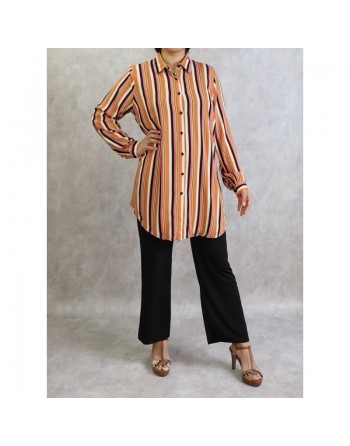 Chemise femme en viscose à rayures en couleur (Grandes tailles disponibles) 