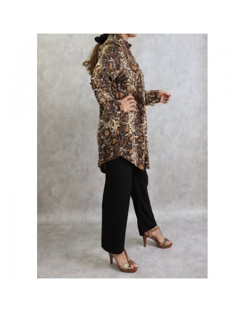 Chemise femme motif python en viscose (Grande taille disponible) 