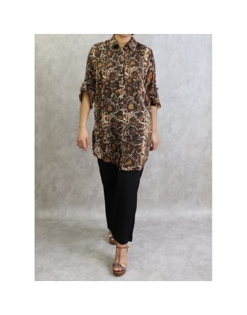 Chemise femme motif python en viscose (Grande taille disponible) 