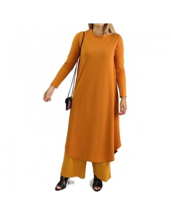 Ensemble femme ample et évasé (tunique + pantalon) - Couleur Orange 