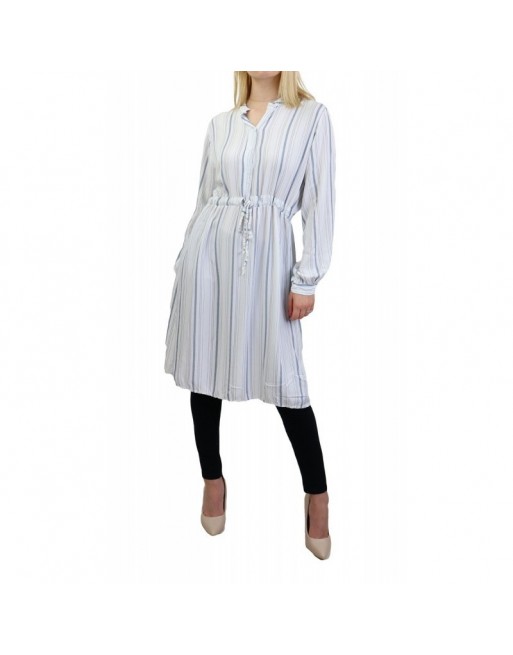 Tunique en viscose de couleur blanche à rayure bleue pour femme - Taille Unique Tunique en viscose de couleur blanche à rayure bleue pour femme - Taille Unique