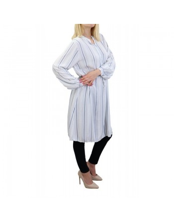 Tunique en viscose de couleur blanche à rayure bleue pour femme - Taille Unique 