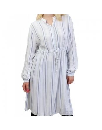 Tunique en viscose de couleur blanche à rayure bleue pour femme - Taille Unique 