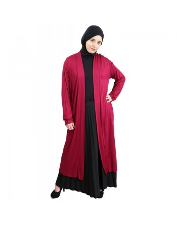 Gilet long en viscose pour femme musulmane voilée - Coleur bordeaux 