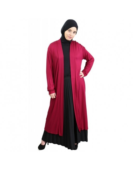 Gilet long en viscose pour femme musulmane voilée - Coleur bordeaux Gilet long en viscose pour femme musulmane voilée - Coleur bordeaux