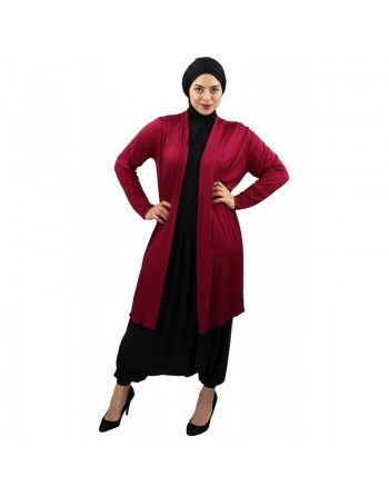 Gilet long en viscose pour femme musulmane voilée - Coleur bordeaux 