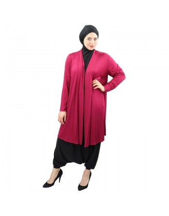 Gilet long en viscose pour femme musulmane voilée - Coleur bordeaux 