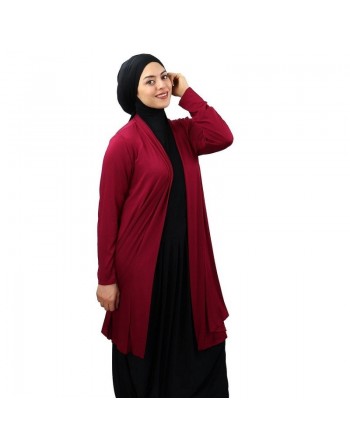 Gilet long en viscose pour femme musulmane voilée - Coleur bordeaux 
