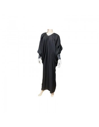 Robe Abaya Mastour modèle papillon pour femme - Taille standard - Couleur Noir 