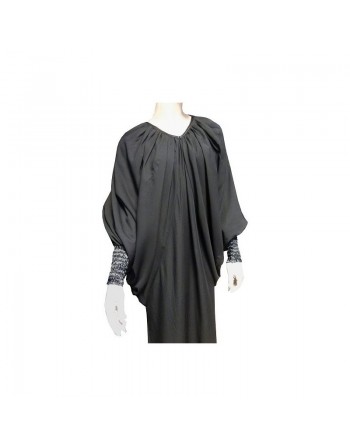 Robe Abaya Mastour modèle papillon pour femme - Taille standard - Couleur Noir 