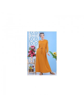 Robe longue avec strass sur les manches style décontracté et chic pour femme - Couleur jaune moutarde 