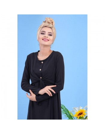 Robe décontractée style boléro pour femme - Couleur noire 