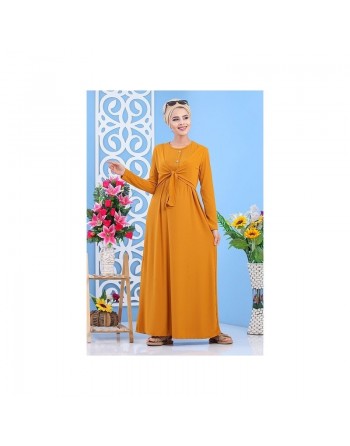 Robe décontractée style boléro pour femme - Couleur jaune moutarde 