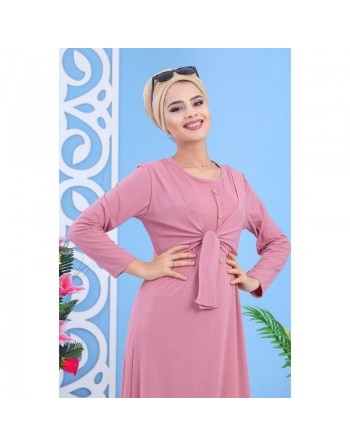 Robe décontractée style boléro pour femme - Couleur rose 