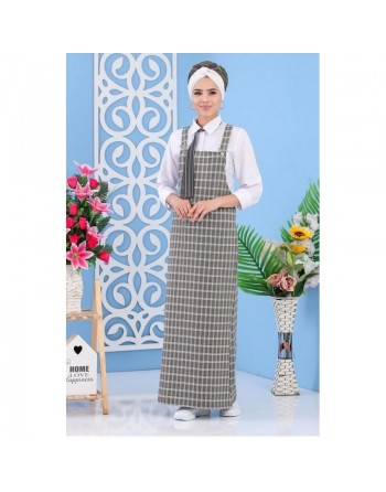 Robe salopette à carreaux pour femme - Couleur kaki 