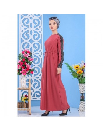 Robe longue chic à strass de couleur rose pour femme 