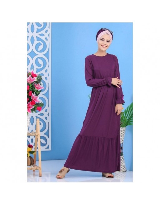 Robe longue décontractée effet strié pour femme - Couleur violette Robe longue décontractée effet strié pour femme - Couleur violette