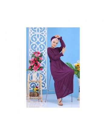Robe longue décontractée effet strié pour femme - Couleur violette 