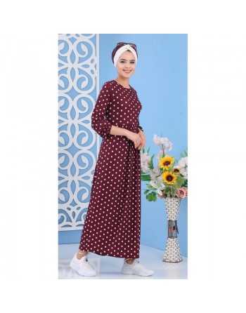 Robe à pois de couleur marron écureuil - Vêtement pour femme style décontracté et moderne 