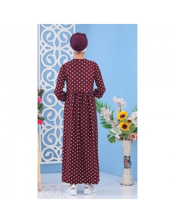 Robe à pois de couleur marron écureuil - Vêtement pour femme style décontracté et moderne 