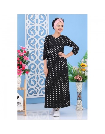 Robe à pois de couleur marron écureuil - Vêtement pour femme style décontracté et moderne 