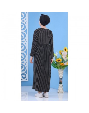 Robe à rayures de couleur noire (vêtement femme mode turque) 