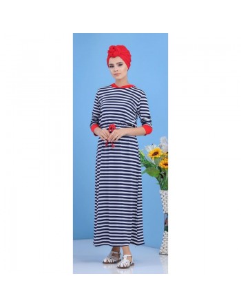 Robe décontractée à rayures blanches capuche rouge pour femme (Robes pas cher) 