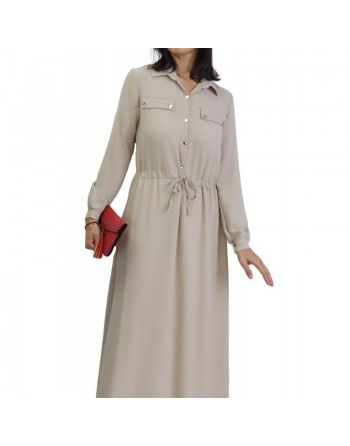 Robe casual boutonnée manches longues pour femme (Plusieurs couleurs disponibles) 