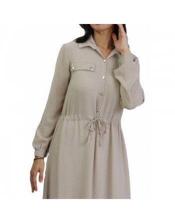 Robe casual boutonnée manches longues pour femme (Plusieurs couleurs disponibles) 