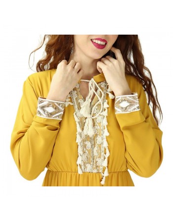 Robe fluide pour femme avec strass et pompons (Plusieurs couleurs disponibles) 