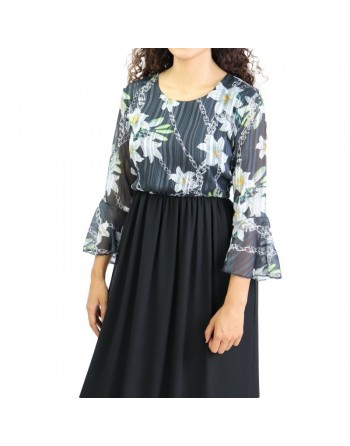 Robe Couleur unie et haut Imprimé 