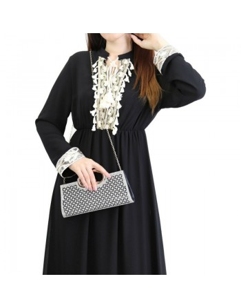 Robe fluide pour femme avec strass et pompons - Couleur Noire 