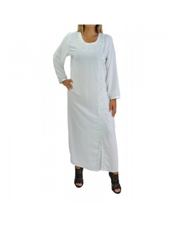 Robe orientale brodée et perlée pour femme - Couleur Blanc 