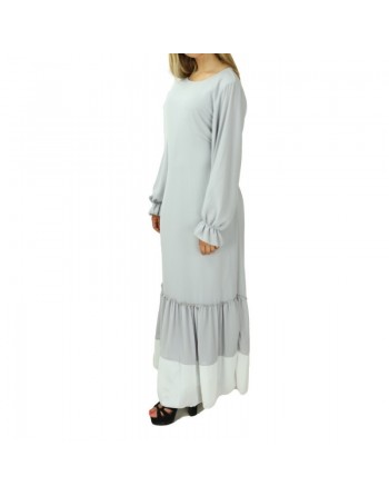 Robe en crêpe fluide avec ceinture - Couleur gris clair 