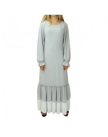 Robe en crêpe fluide avec ceinture - Couleur gris clair 