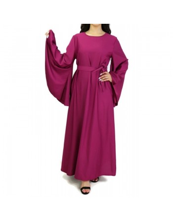 Robe longue manches évasées avec sa ceinture - Grandes Tailles et Plusieurs couleurs disponibles 