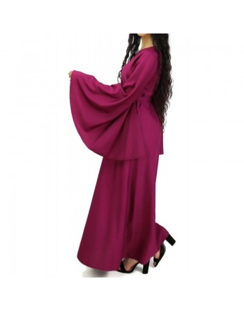 Robe longue manches évasées avec sa ceinture - Grandes Tailles et Plusieurs couleurs disponibles 