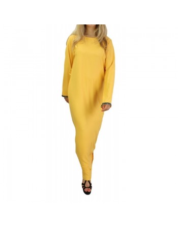 Robe longue avec ceinture strass couleur jaune soleil 