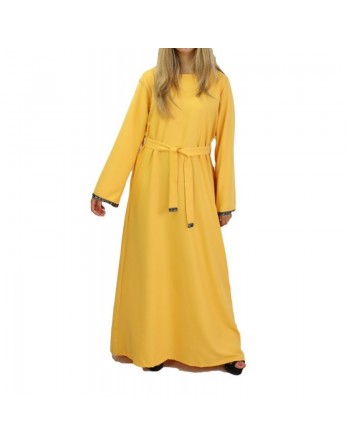 Robe longue avec ceinture strass couleur jaune soleil 