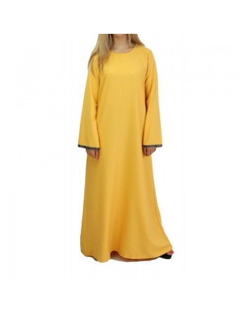 Robe longue avec ceinture strass couleur jaune soleil 