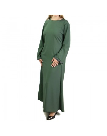 Robe longue avec ceinture strass couleur kaki 
