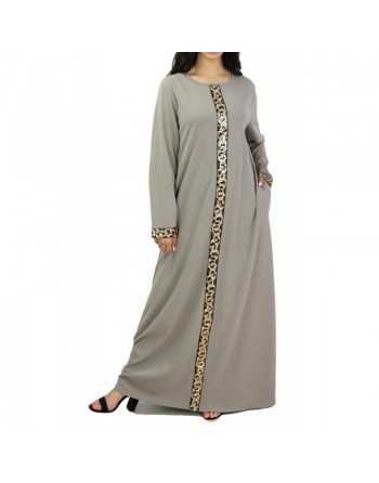 Robe longue avec strass devant et sur les manches - Marque Amelis pour femme - Couleur gris 