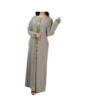 Robe longue avec strass devant et sur les manches - Marque Amelis pour femme - Couleur gris 